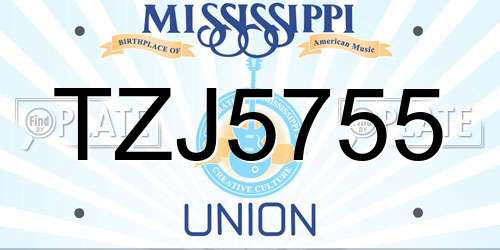 TZJ5755 Mississippi License Plate