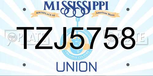 TZJ5758 Mississippi License Plate