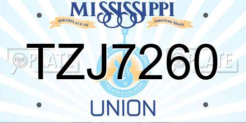 TZJ7260 Mississippi License Plate