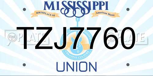 TZJ7760 Mississippi License Plate