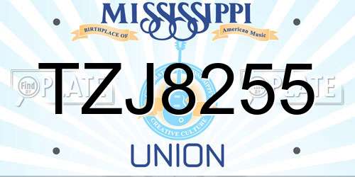 TZJ8255 Mississippi License Plate