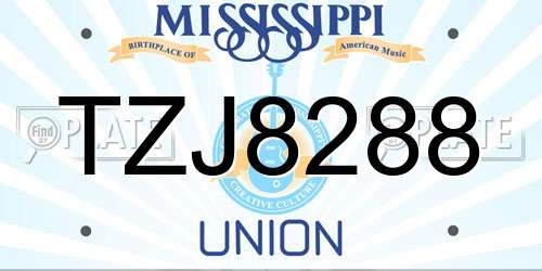 TZJ8288 Mississippi License Plate