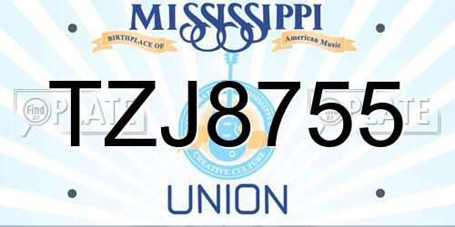 TZJ8755 Mississippi License Plate