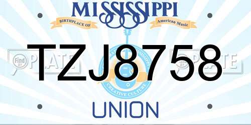 TZJ8758 Mississippi License Plate