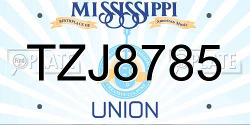 TZJ8785 Mississippi License Plate