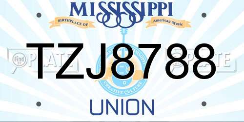 TZJ8788 Mississippi License Plate