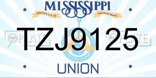 TZJ9125 Mississippi License Plate