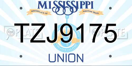 TZJ9175 Mississippi License Plate