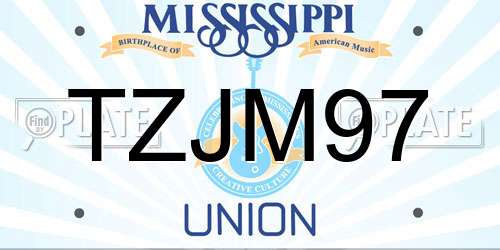 TZJM97 Mississippi License Plate