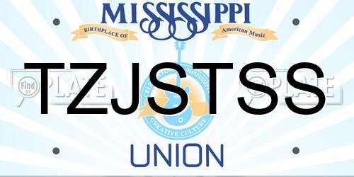 TZJSTSS Mississippi License Plate