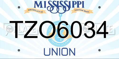 TZO6034 Mississippi License Plate