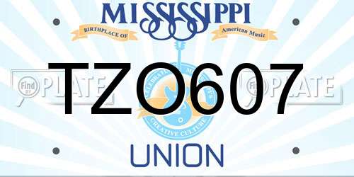 TZO607 Mississippi License Plate