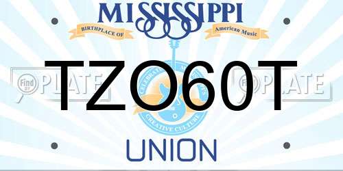 TZO60T Mississippi License Plate