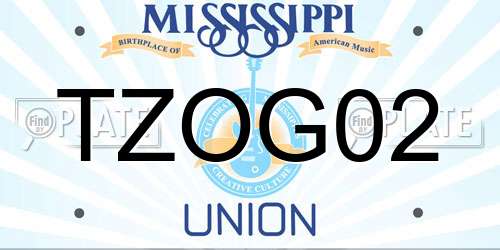 TZOG02 Mississippi License Plate