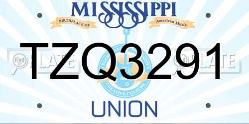 TZQ3291 Mississippi License Plate