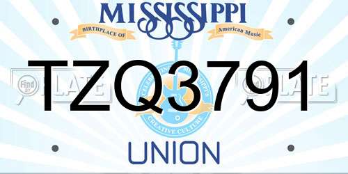 TZQ3791 Mississippi License Plate