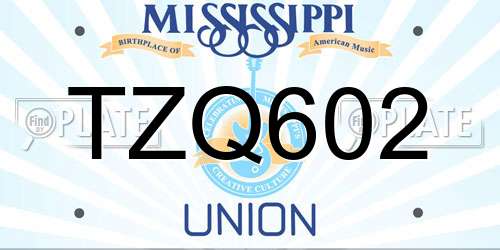 TZQ602 Mississippi License Plate