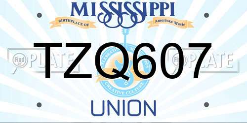 TZQ607 Mississippi License Plate