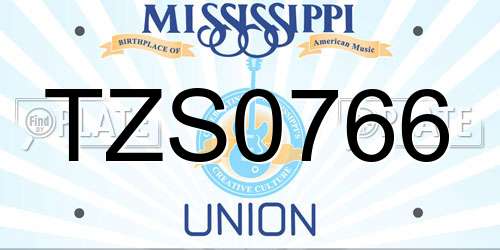 TZS0766 Mississippi License Plate