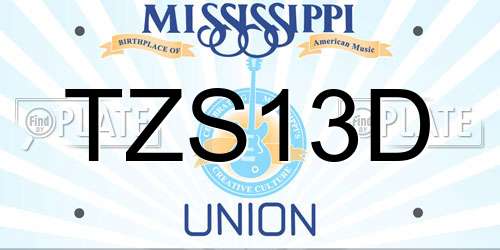 TZS13D Mississippi License Plate