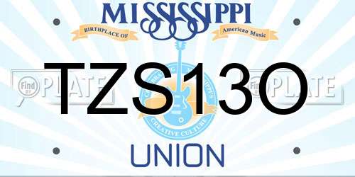 TZS13O Mississippi License Plate
