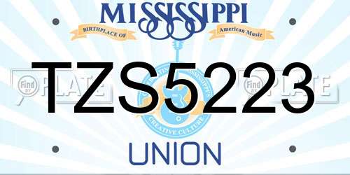 TZS5223 Mississippi License Plate