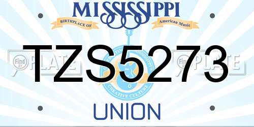 TZS5273 Mississippi License Plate