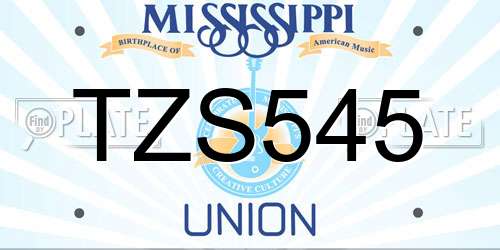 TZS545 Mississippi License Plate