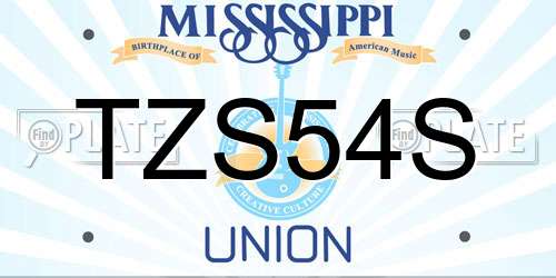 TZS54S Mississippi License Plate