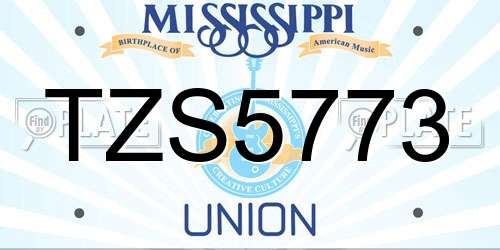 TZS5773 Mississippi License Plate