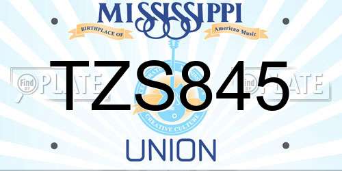 TZS845 Mississippi License Plate