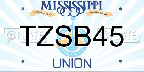 TZSB45 Mississippi License Plate