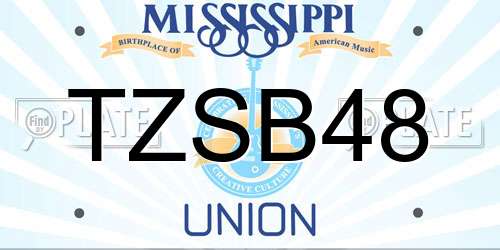 TZSB48 Mississippi License Plate