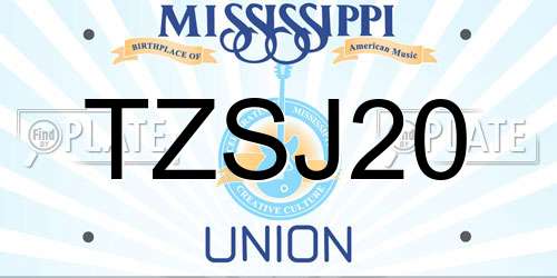 TZSJ20 Mississippi License Plate