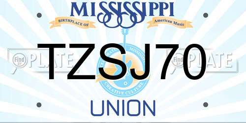 TZSJ70 Mississippi License Plate