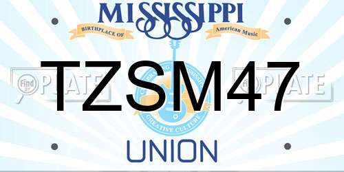 TZSM47 Mississippi License Plate