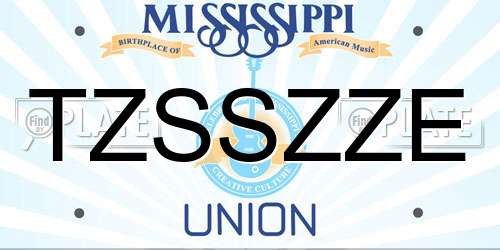 TZSSZZE Mississippi License Plate