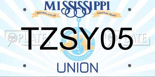 TZSY05 Mississippi License Plate