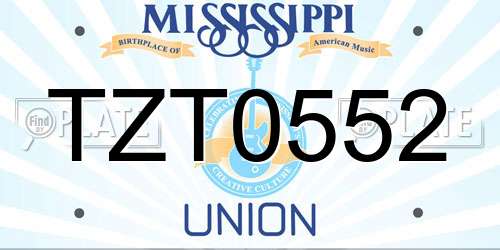 TZT0552 Mississippi License Plate