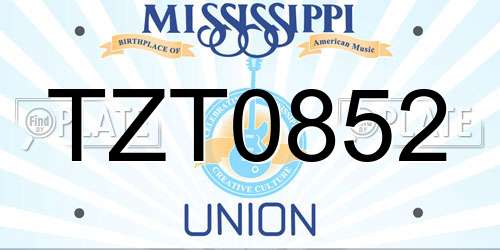 TZT0852 Mississippi License Plate