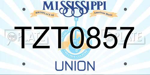TZT0857 Mississippi License Plate