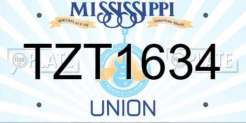 TZT1634 Mississippi License Plate