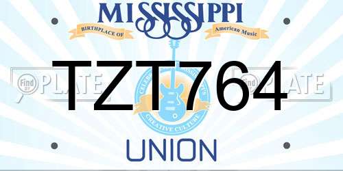 TZT764 Mississippi License Plate