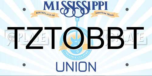 TZTOBBT Mississippi License Plate