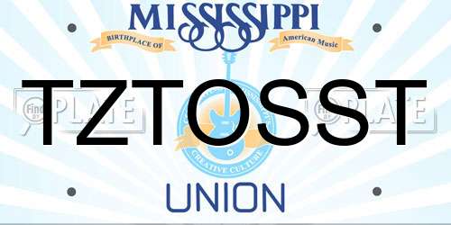 TZTOSST Mississippi License Plate