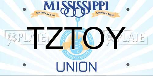 TZTOY Mississippi License Plate