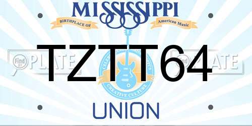 TZTT64 Mississippi License Plate