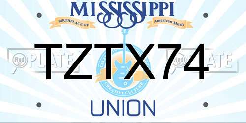 TZTX74 Mississippi License Plate