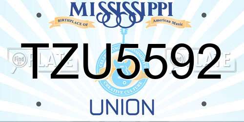 TZU5592 Mississippi License Plate
