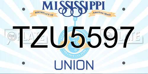 TZU5597 Mississippi License Plate